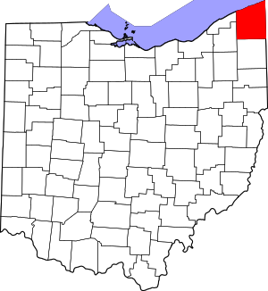 Map Of Ohio Highlighting Ashtabula County