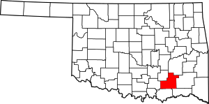 Map Of Oklahoma Highlighting Atoka County