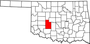 Map Of Oklahoma Highlighting Caddo County