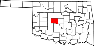 Map Of Oklahoma Highlighting Canadian County