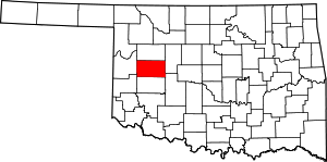 Map Of Oklahoma Highlighting Custer County