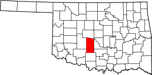 Map Of Oklahoma Highlighting Grady County