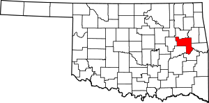 Map Of Oklahoma Highlighting Muskogee County