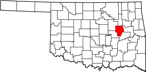 Map Of Oklahoma Highlighting Okmulgee County