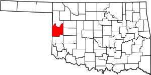 Map Of Oklahoma Highlighting Roger Mills County