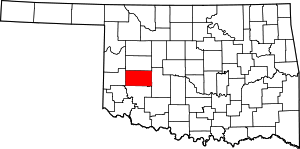 Map Of Oklahoma Highlighting Washita County