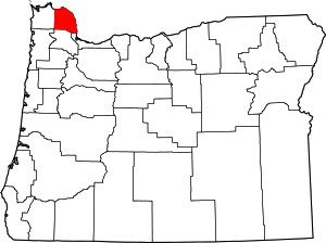 Map Of Oregon Highlighting Columbia County