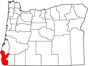 Map Of Oregon Highlighting Curry County