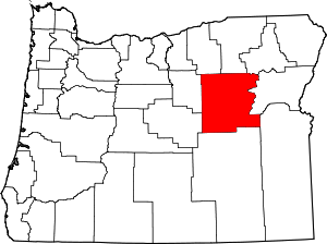 Map Of Oregon Highlighting Grant County