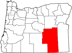 Map Of Oregon Highlighting Harney County