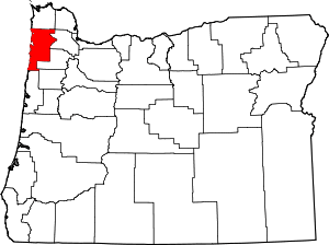 Map Of Oregon Highlighting Tillamook County