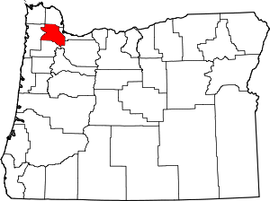 Map Of Oregon Highlighting Washington County