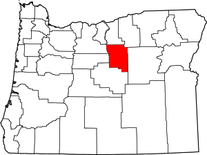 Map Of Oregon Highlighting Wheeler County