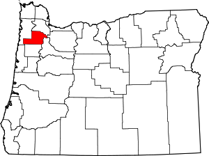 Map Of Oregon Highlighting Yamhill County