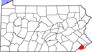 Map Of Pennsylvania Highlighting Delaware County