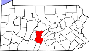 Map Of Pennsylvania Highlighting Huntingdon County