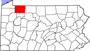 Map Of Pennsylvania Highlighting Warren County