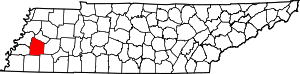 Map Of Tennessee Highlighting Haywood County