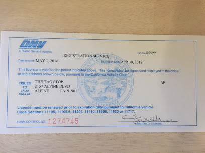 Image of The Tag Stop - Alpine 85499 Licensed By DMV Near Me