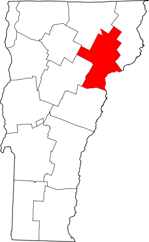 Map Of Vermont Highlighting Caledonia County