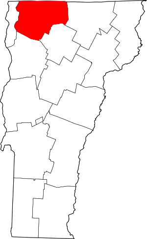 Map Of Vermont Highlighting Franklin County