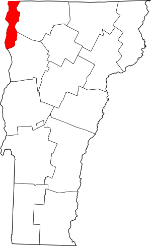 Map Of Vermont Highlighting Grand Isle County