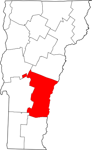 Map Of Vermont Highlighting Windsor County