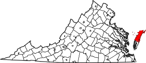 Map Of Virginia Highlighting Accomack County