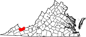 Map Of Virginia Highlighting Tazewell County