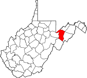 Map Of West Virginia Highlighting Grant County