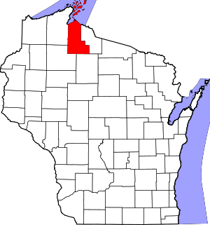 Map Of Wisconsin Highlighting Ashland County