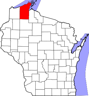 Map Of Wisconsin Highlighting Bayfield County