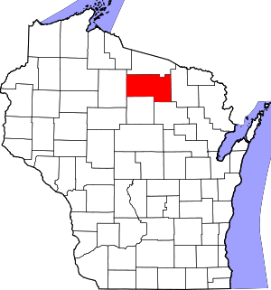 Map Of Wisconsin Highlighting Oneida County