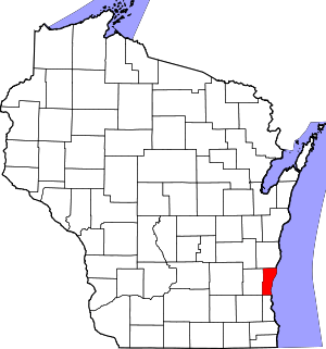 Map Of Wisconsin Highlighting Ozaukee County