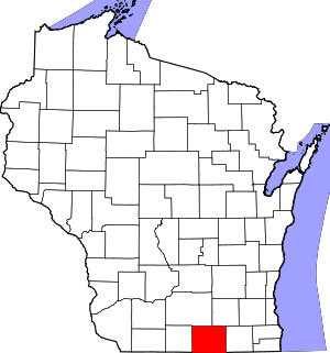 Map Of Wisconsin Highlighting Rock County