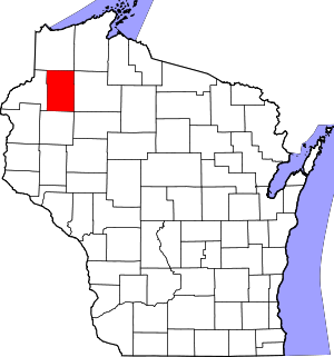 Map Of Wisconsin Highlighting Washburn County