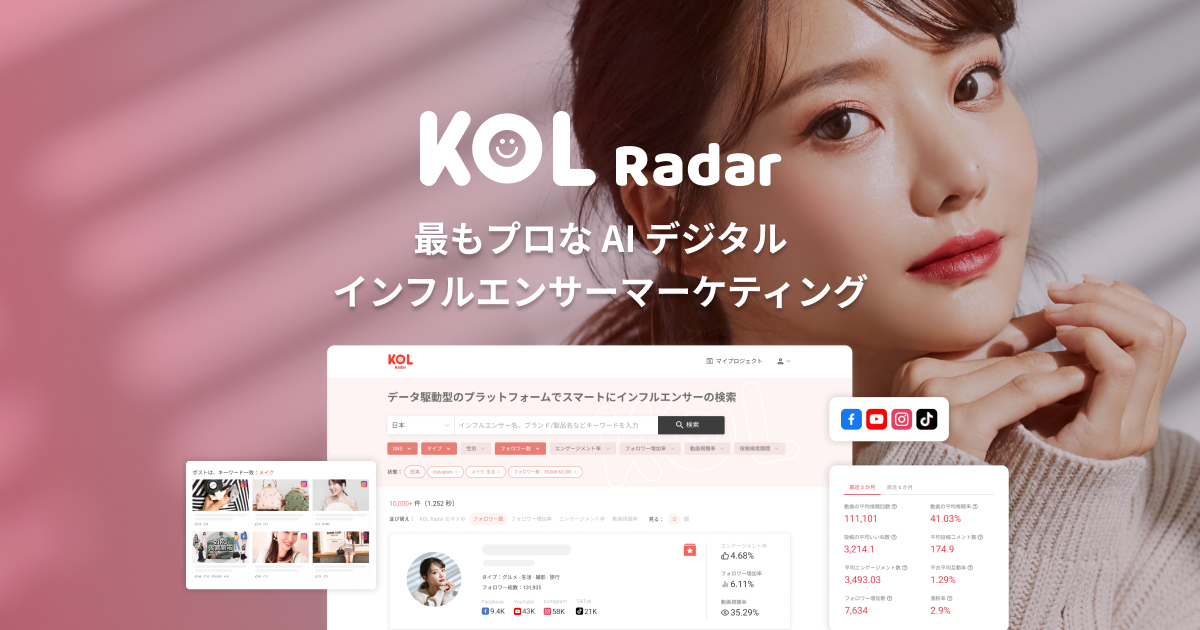 最適なインフルエンサーがすぐ見つかる検索ツール Kol Radar