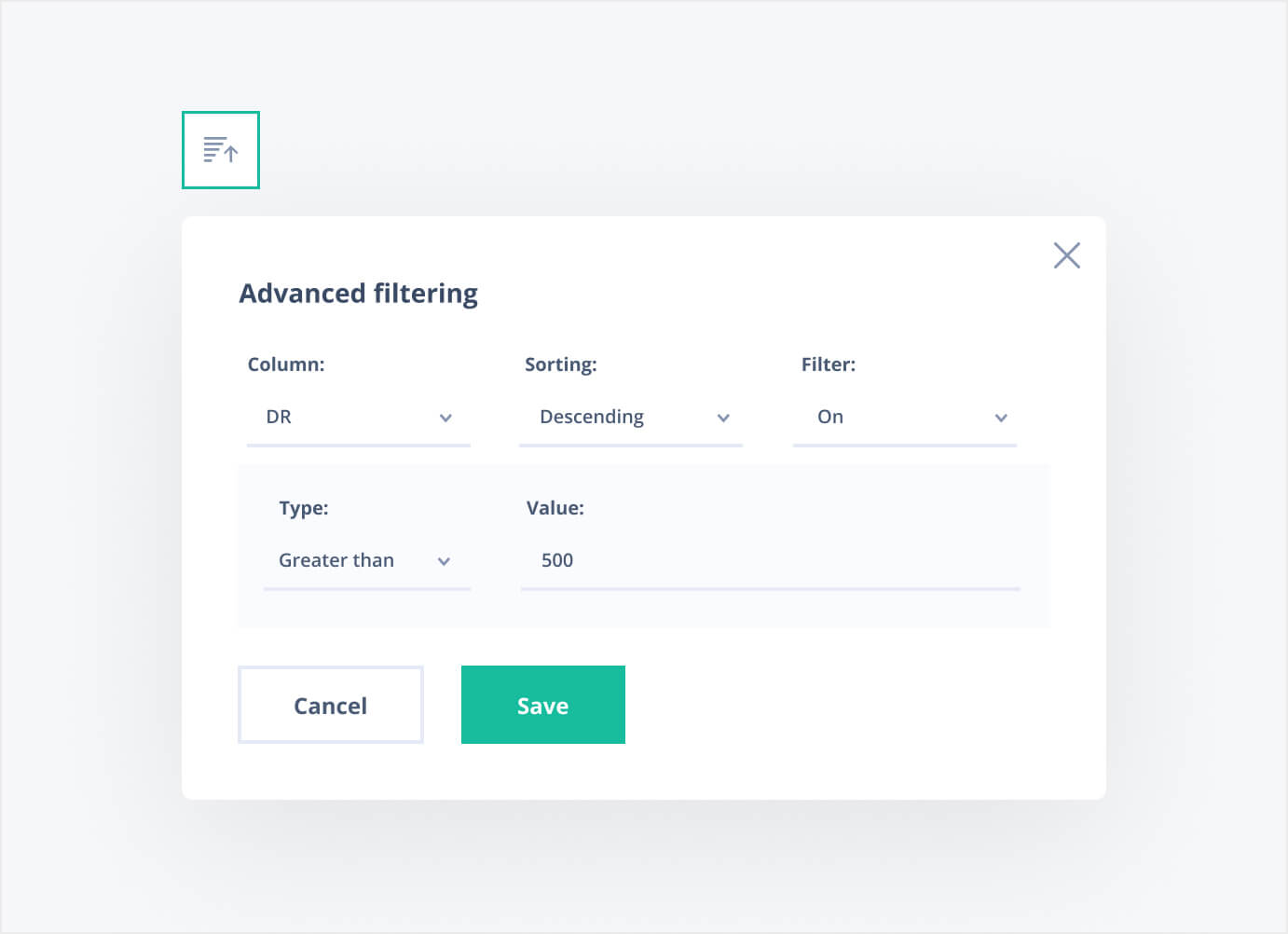 Advanced filtering Domain Rank