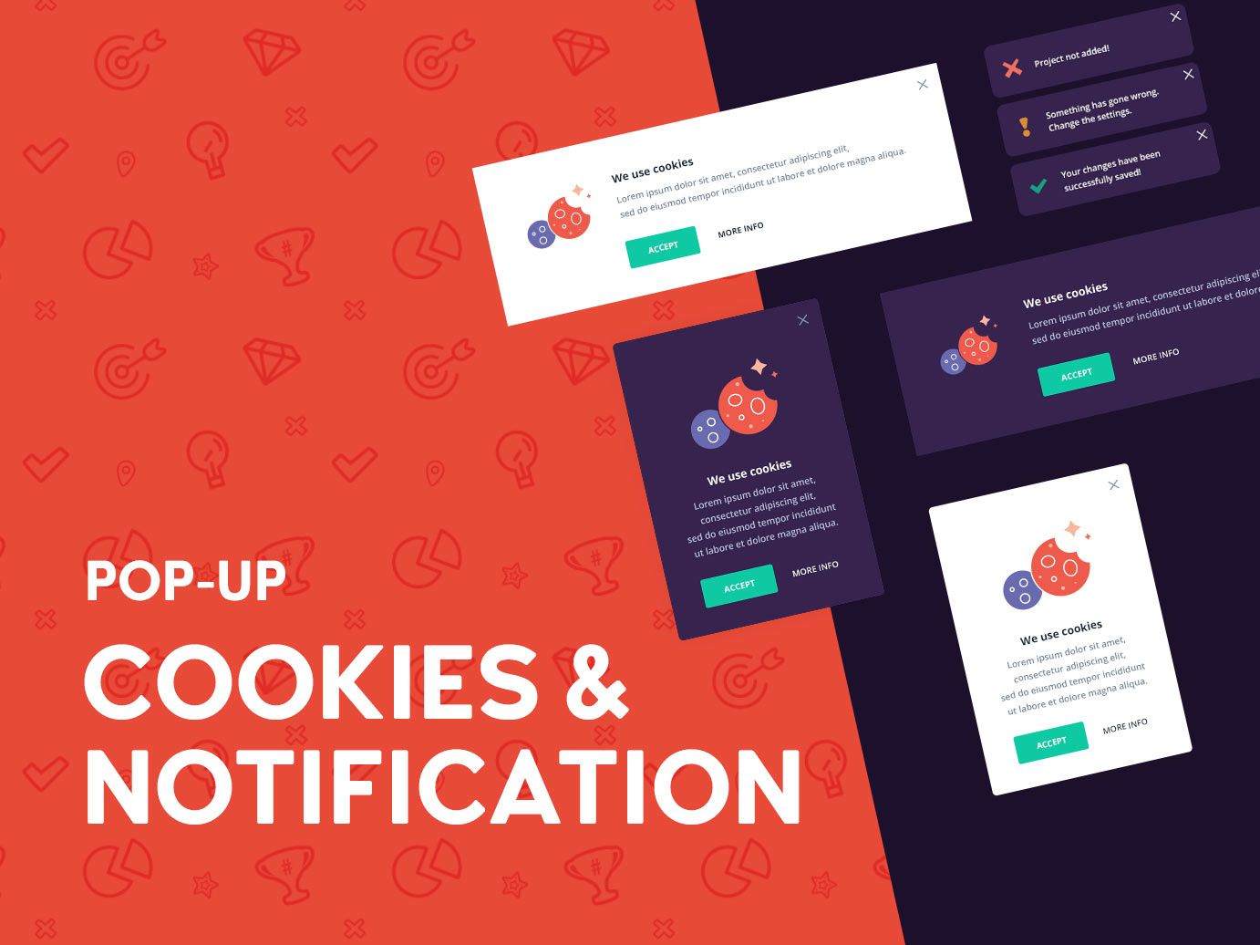 Cookies and notification popup