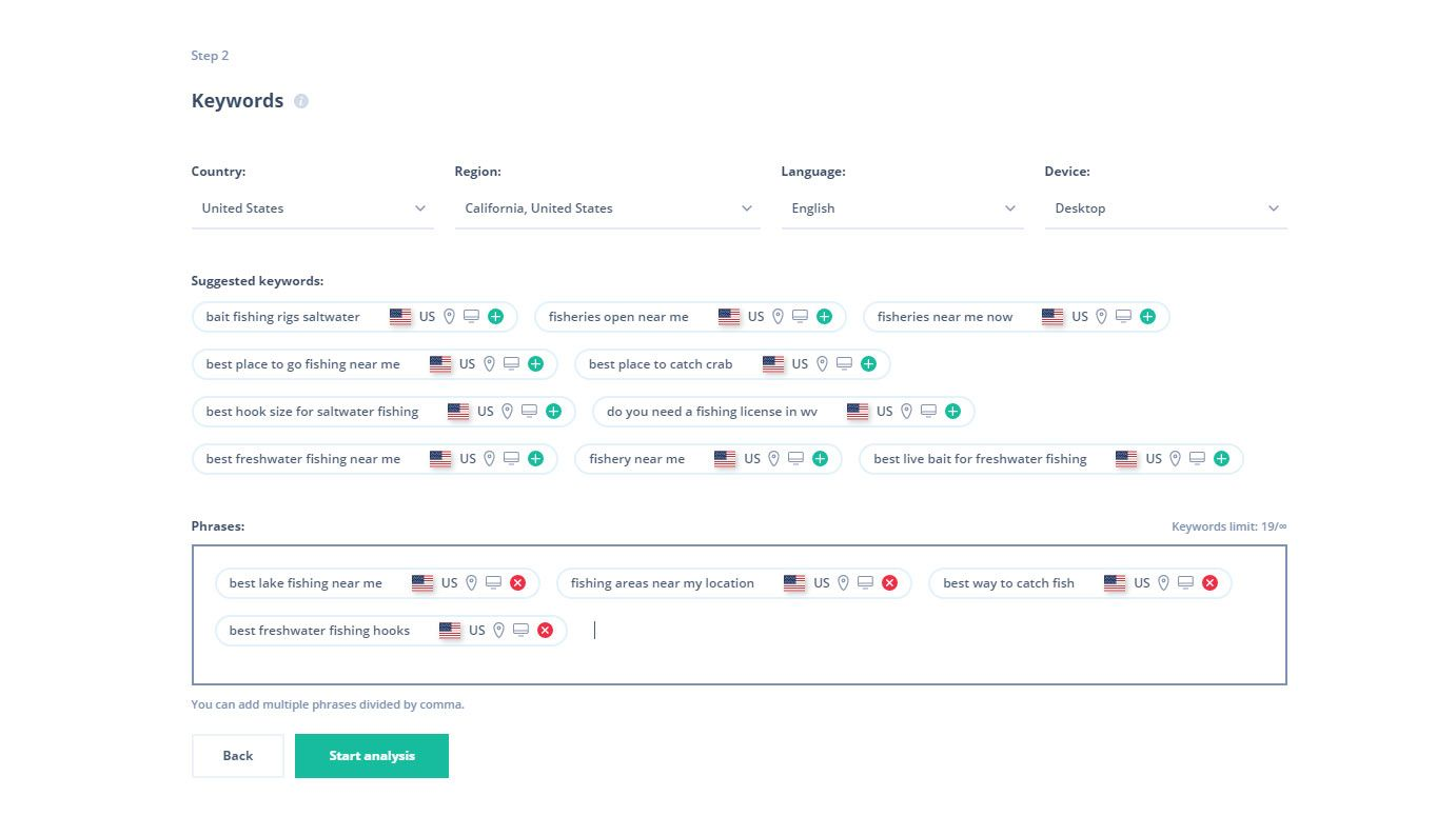 Seodity keywords adding step screen-shot