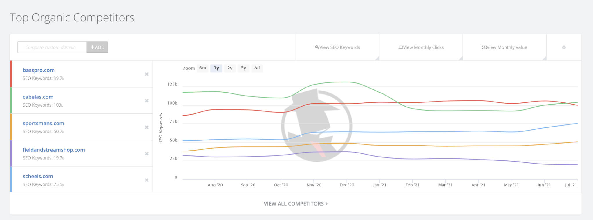 SpyFu top organic competitors screen-shot