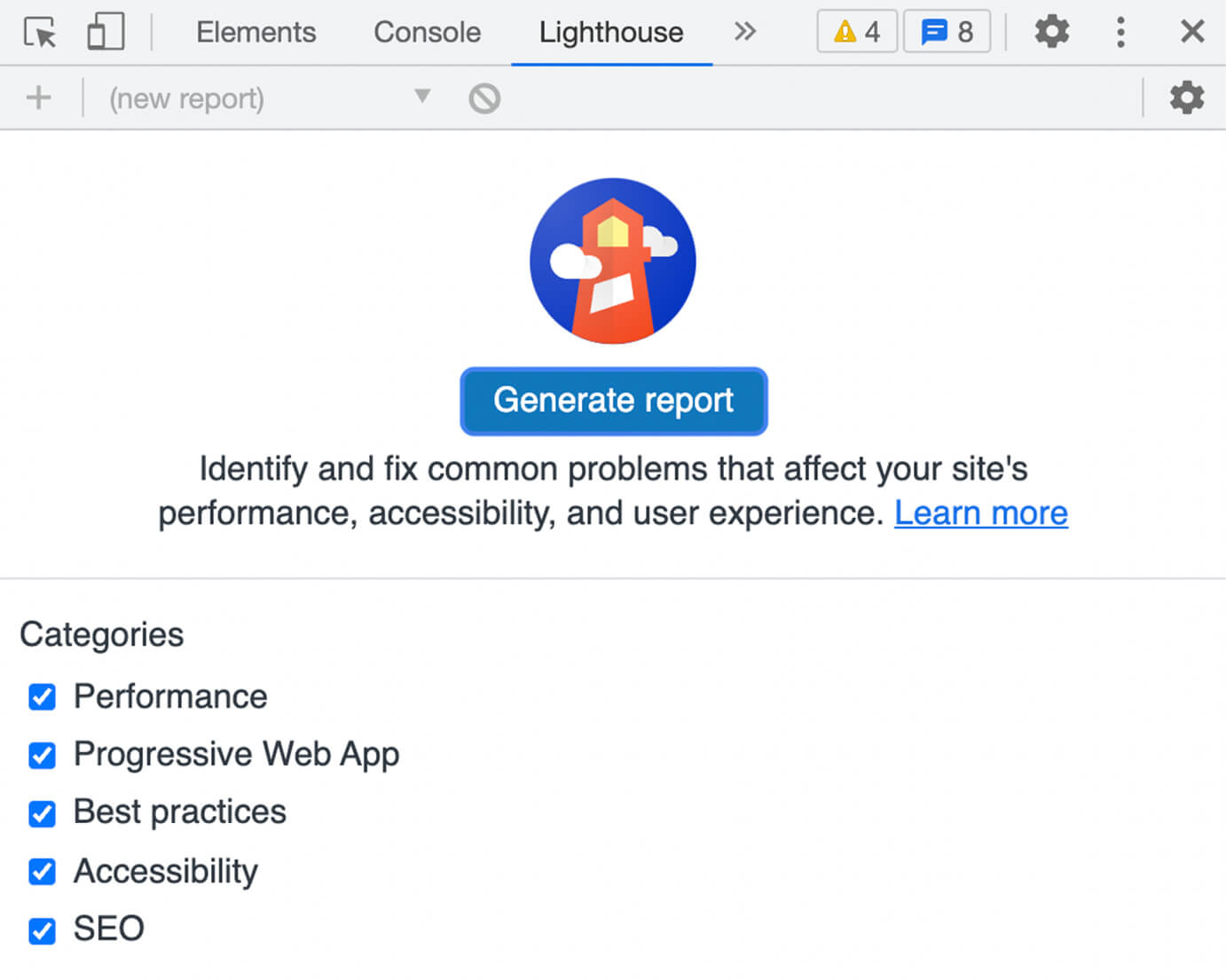 Google Lighthouse Generate Raport