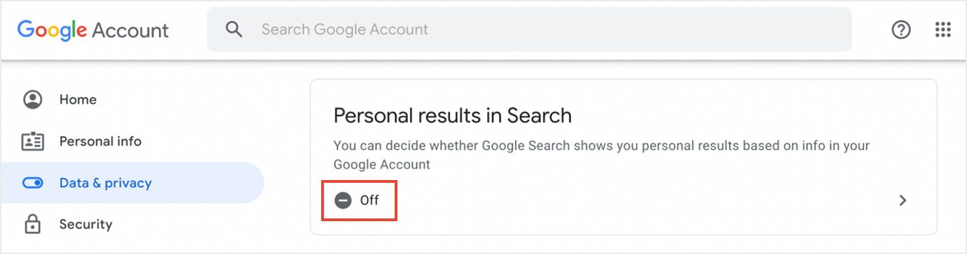 how to turn off personal results in Google