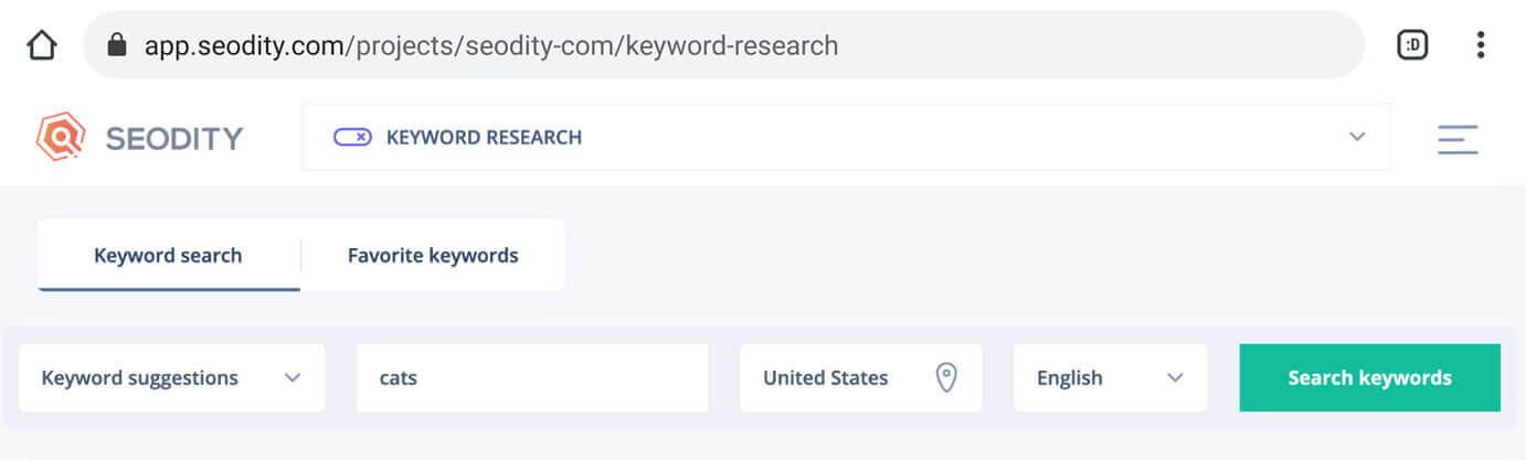 The search bar of a content traffic estimation tool