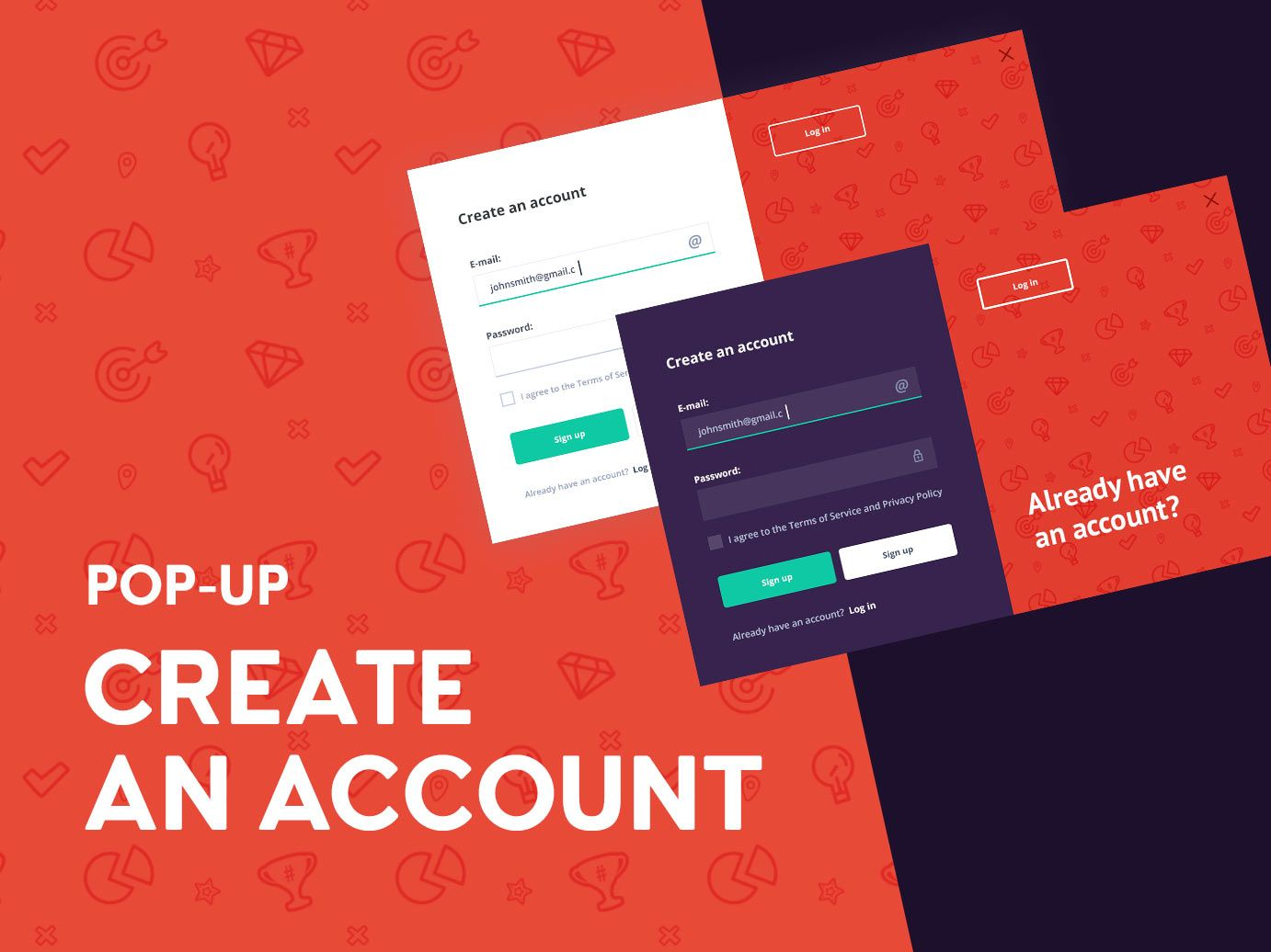 Create an account popup