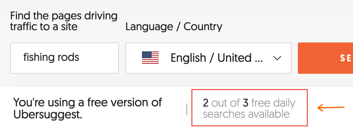 Ubersuggest limited searches screen-shot