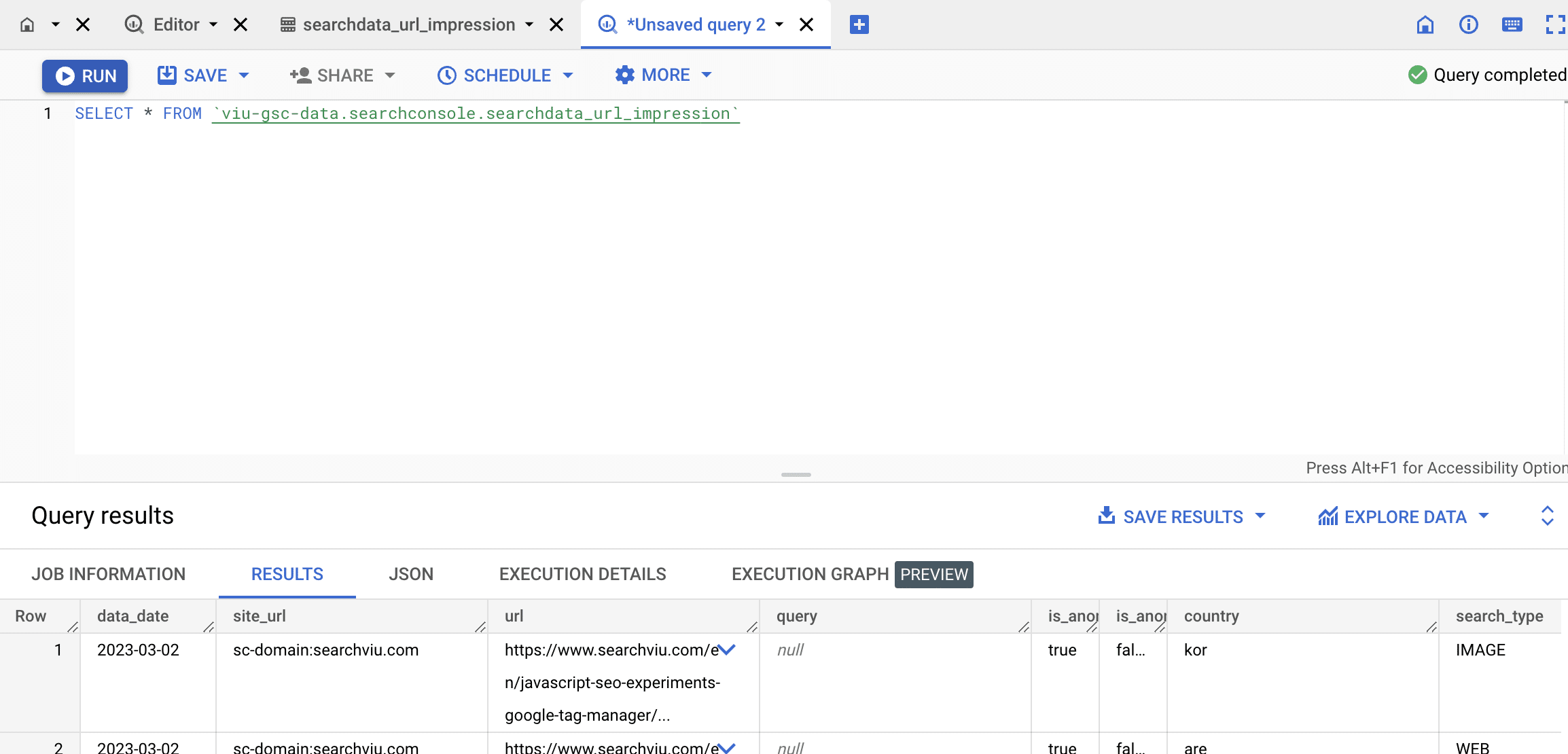 Exportiere deine Google Search Console-Daten zu BigQuery