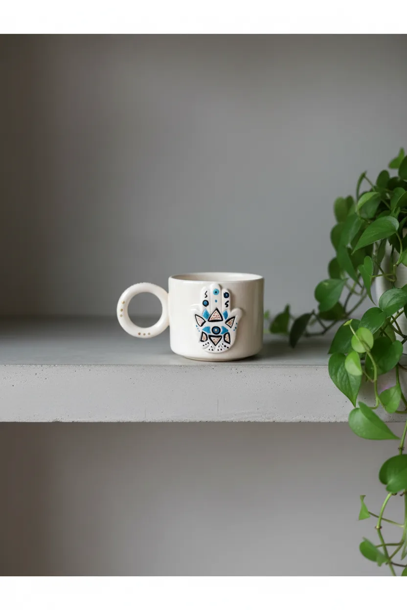 Nazarel Seramik Mug 170ml & 24k Altın Dekor & El Yapımı