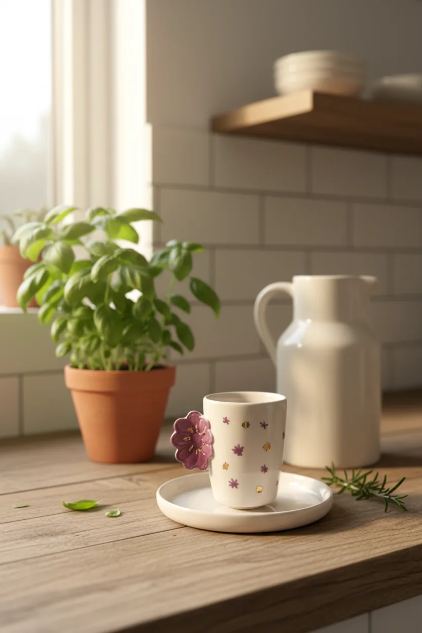 Menekşekulp Kahve Fincanı 90ml & 24k Altın Dekor & El Yapımı