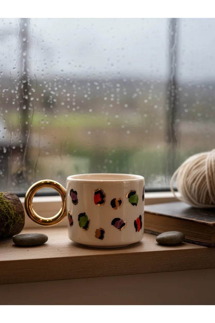 Leopargeçit Seramik Mug 170ml & 24k Altın Dekor & El Yapımı